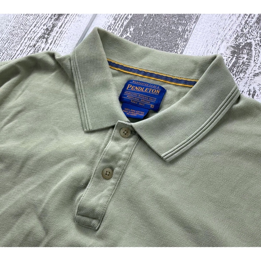 Pendleton‎ Pima Cotton Polo Shirt L Sage Green Classic Fit Soft Knit Casual